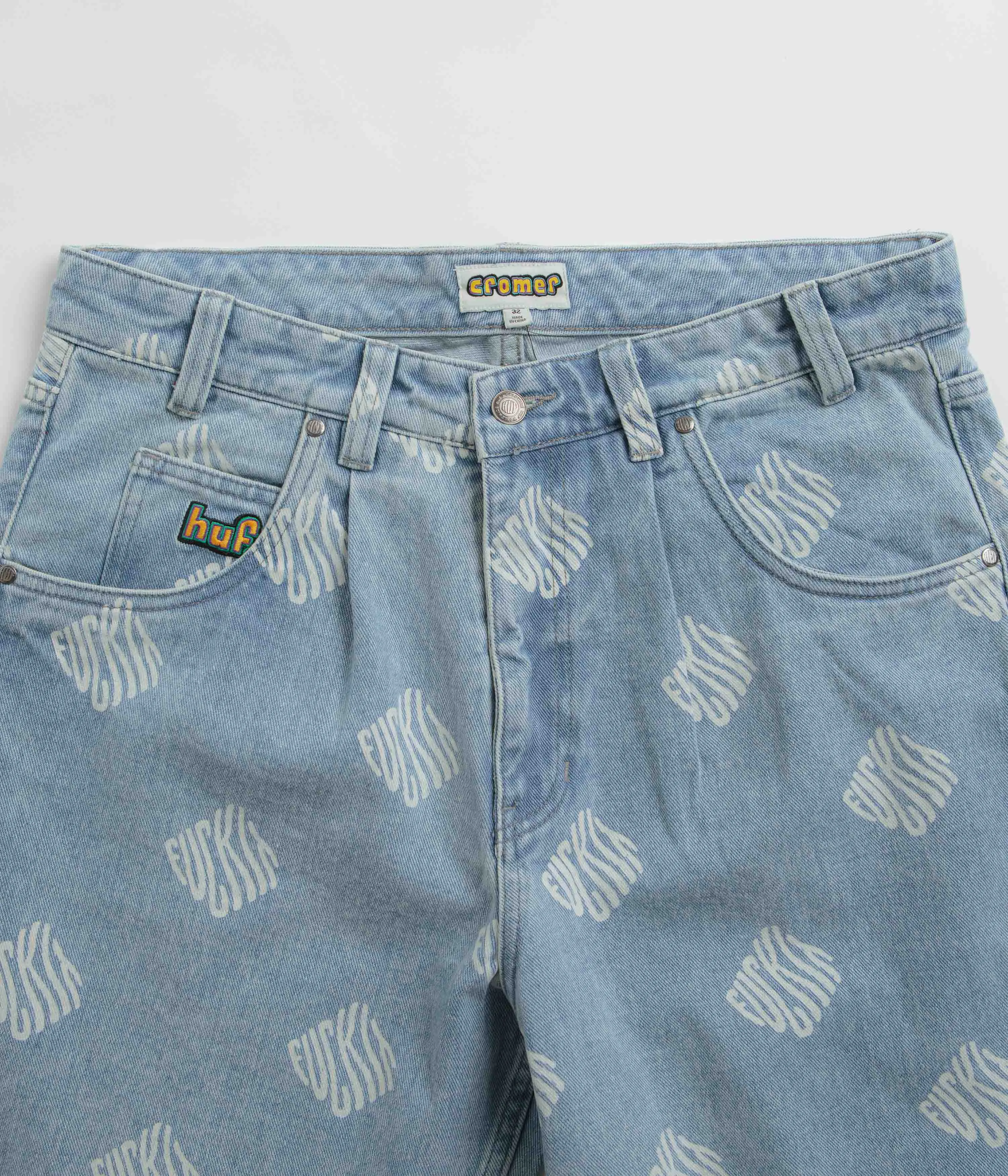HUF Fuck It Cromer Shorts - Blue Laser Cut Edges AdjustableDrawstring