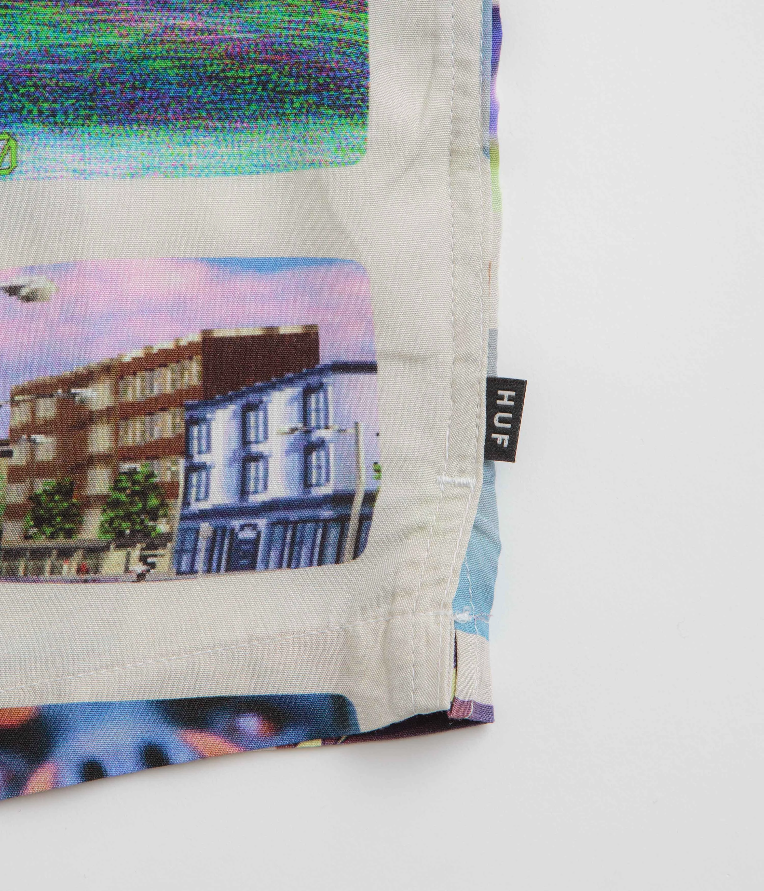 Asymmetrical Cut Trendy Apparel HUF 500 Channels Resort Short Sleeve Shirt - Multi