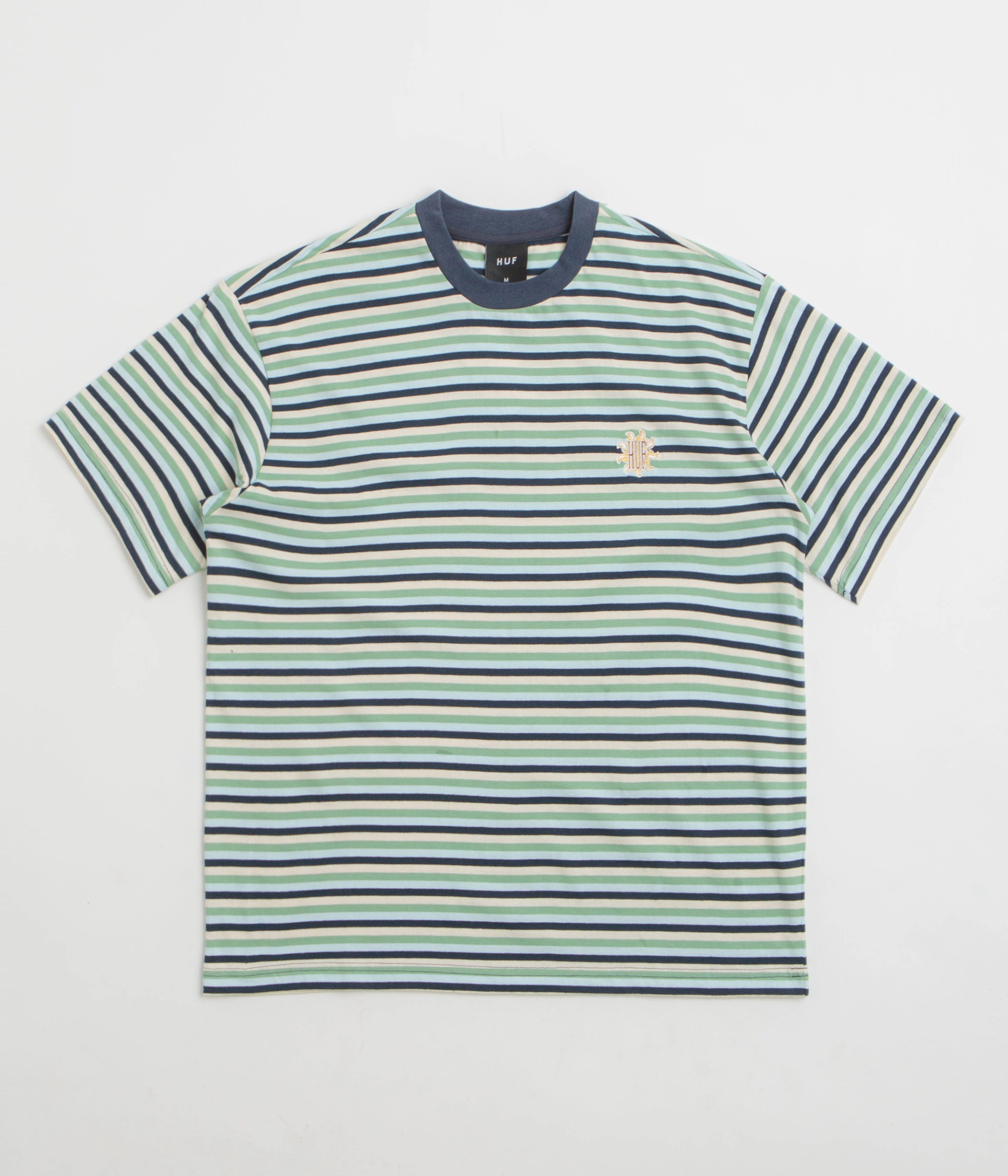Printed Logo HUF Apollo Striped T-Shirt - Blue