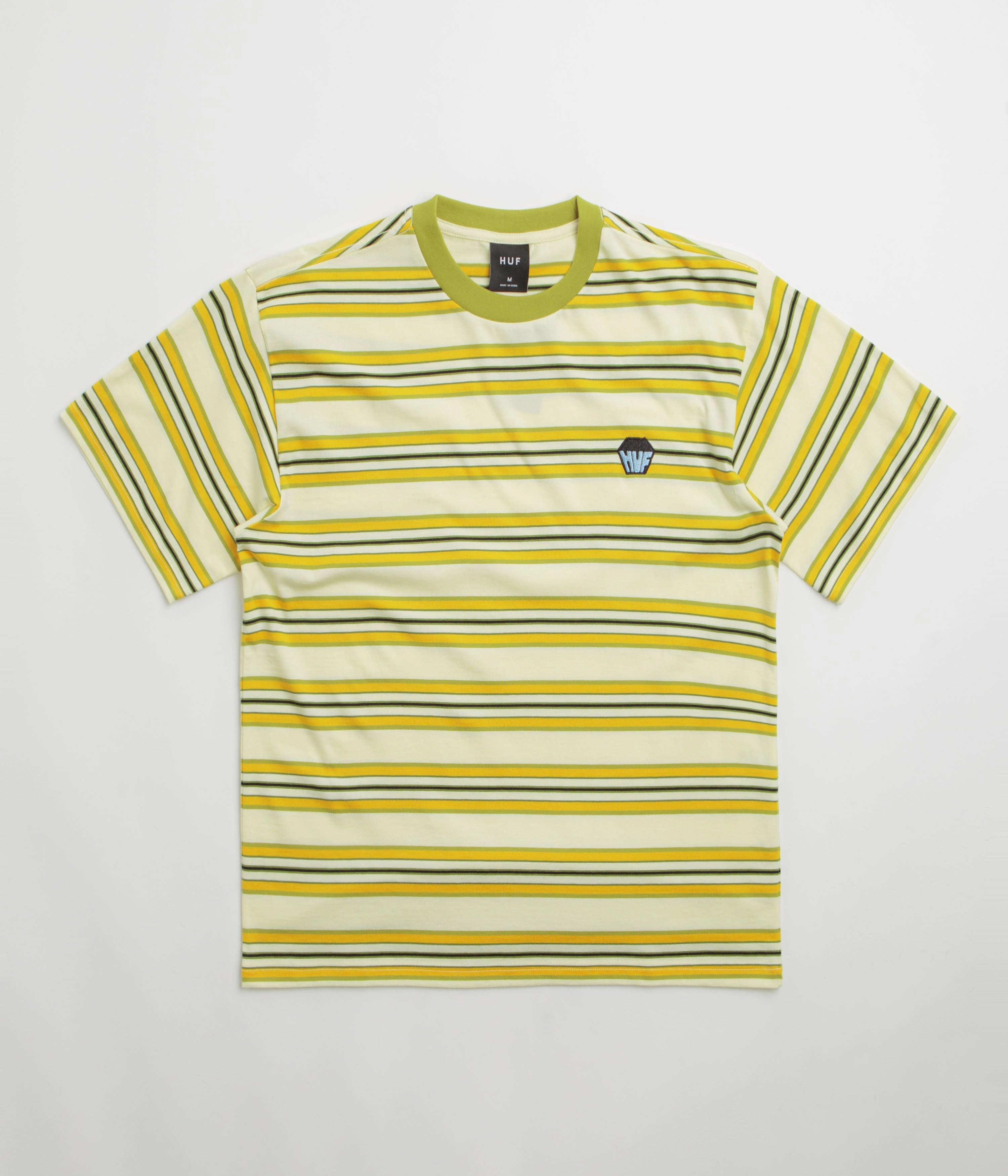 LightweightBlend Reinforced Shoulder Seams HUF Big Block Stripe T-Shirt - Pale Yellow