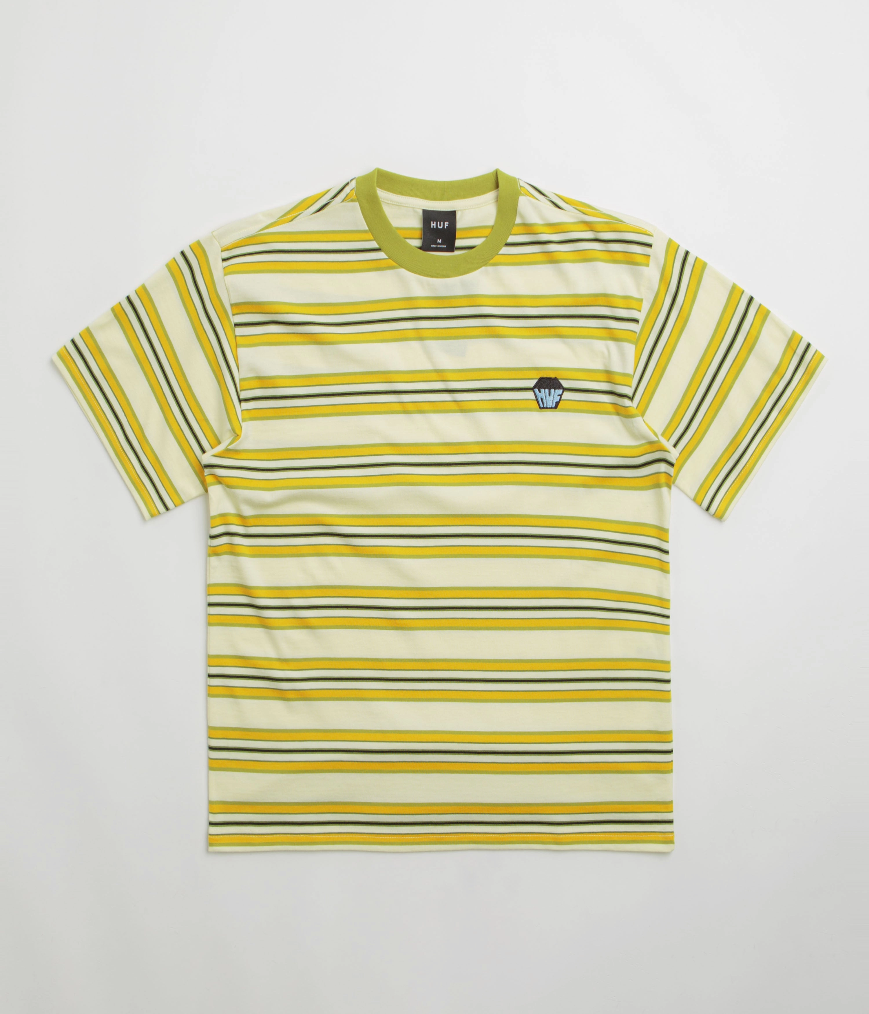 HUF Big Block Stripe T-Shirt - Pale Yellow Flattering Fit Minimalist fashion