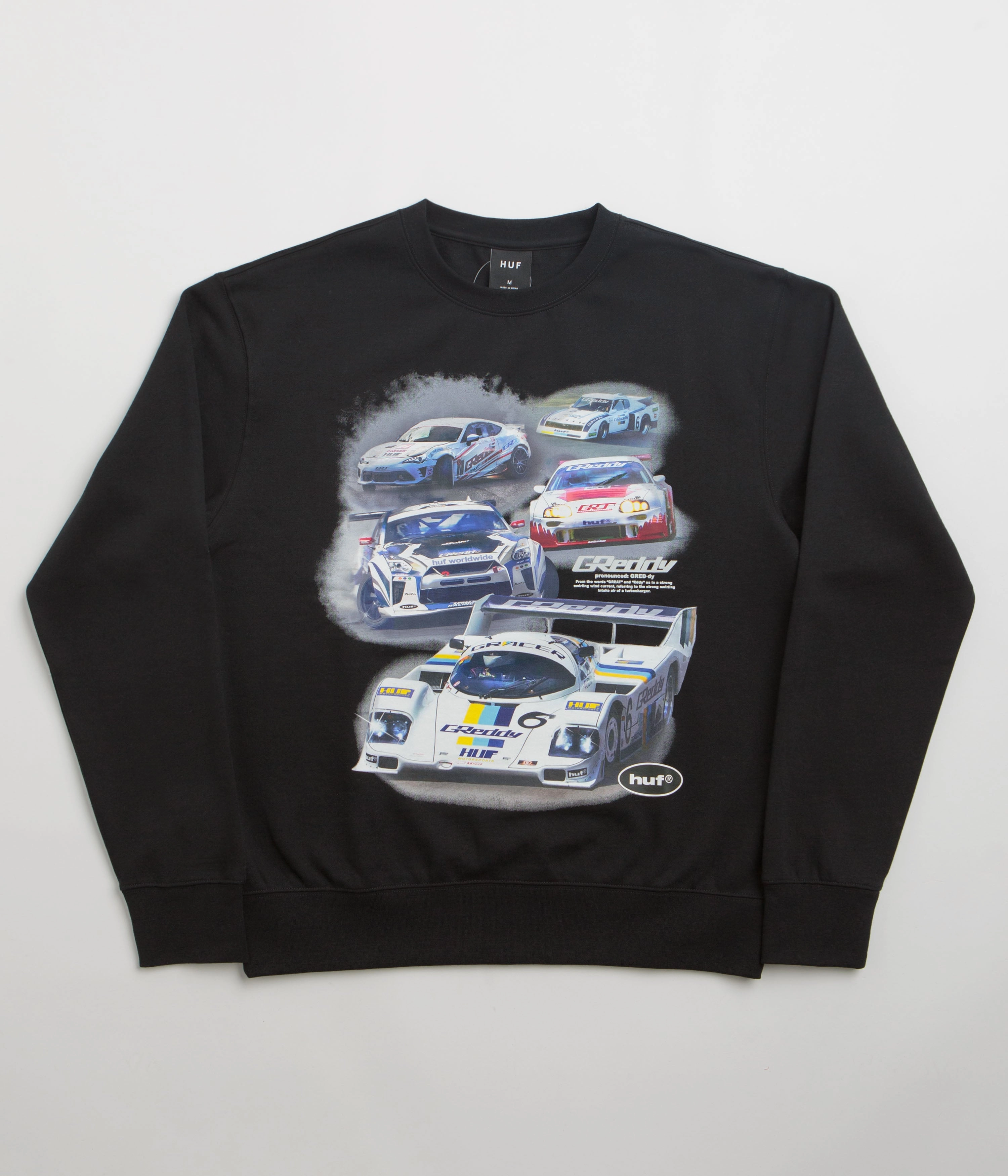HUF Greddy Showcase Crewneck Sweatshirt - Black ironable