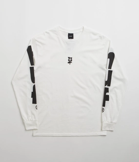 HUF Megablast Long Sleeve T-Shirt - White Sleek Layer print design