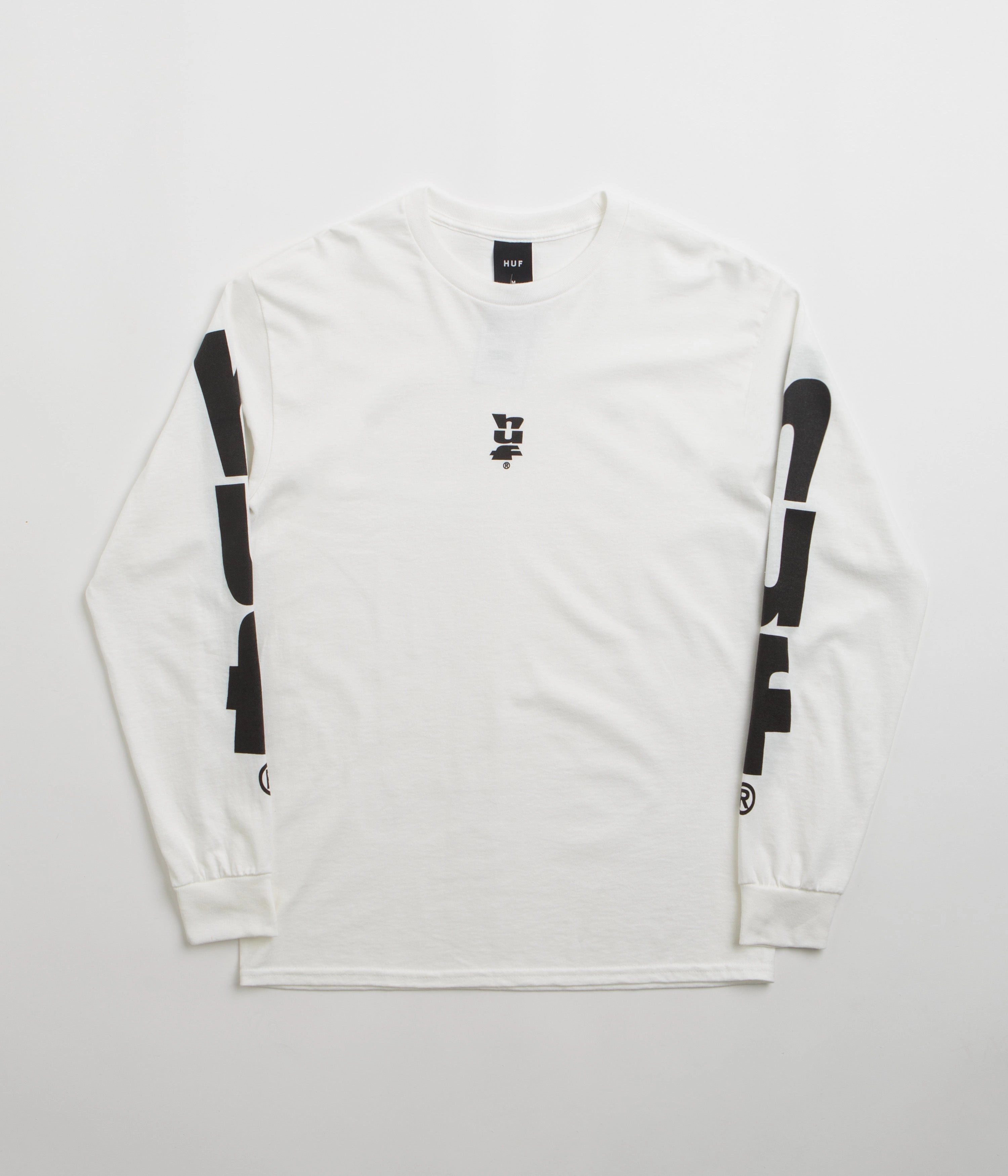 HUF Megablast Long Sleeve T-Shirt - White Sleek Layer print design