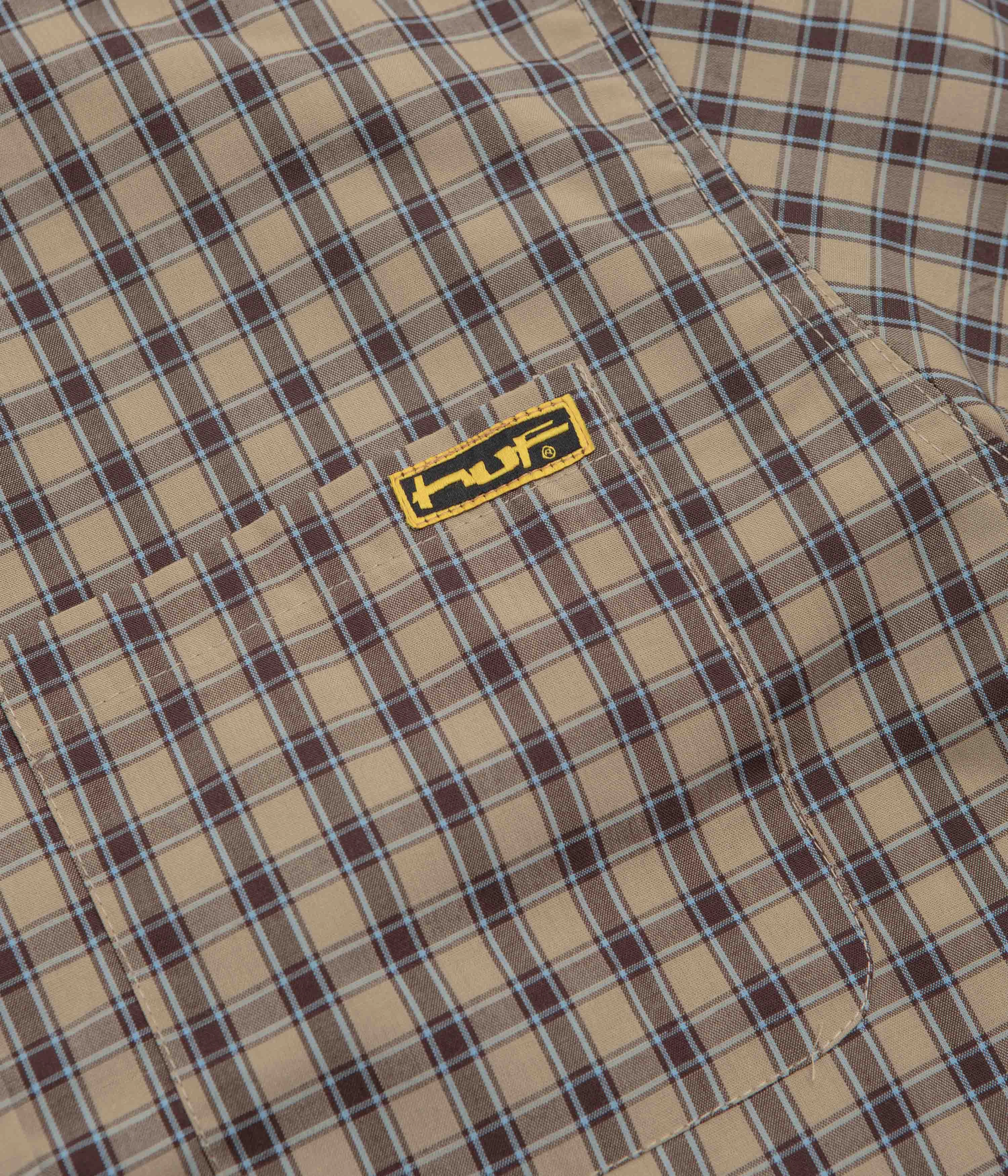 HUF Stretch Micro Plaid Short Sleeve Shirt - Clay Camping Essential