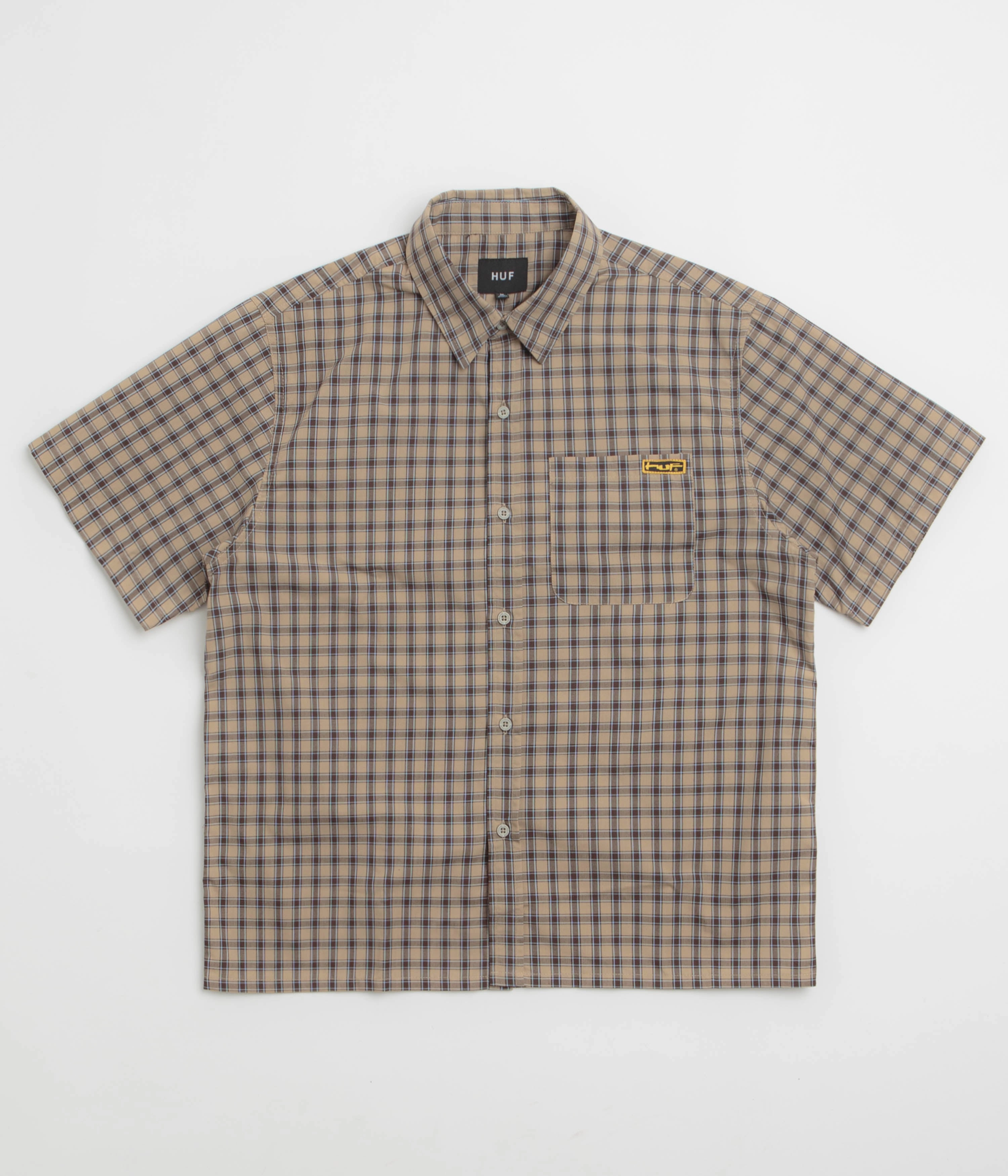 HUF Stretch Micro Plaid Short Sleeve Shirt - Clay Bold Print