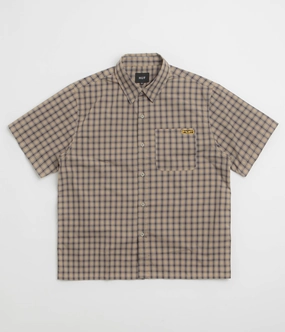 HUF Stretch Micro Plaid Short Sleeve Shirt - Clay Bold Print