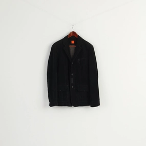 suitable for sports competitions Hugo Boss Men 50 40 Blazer Black Cotton Sport Pockets Single Breasted Jacket