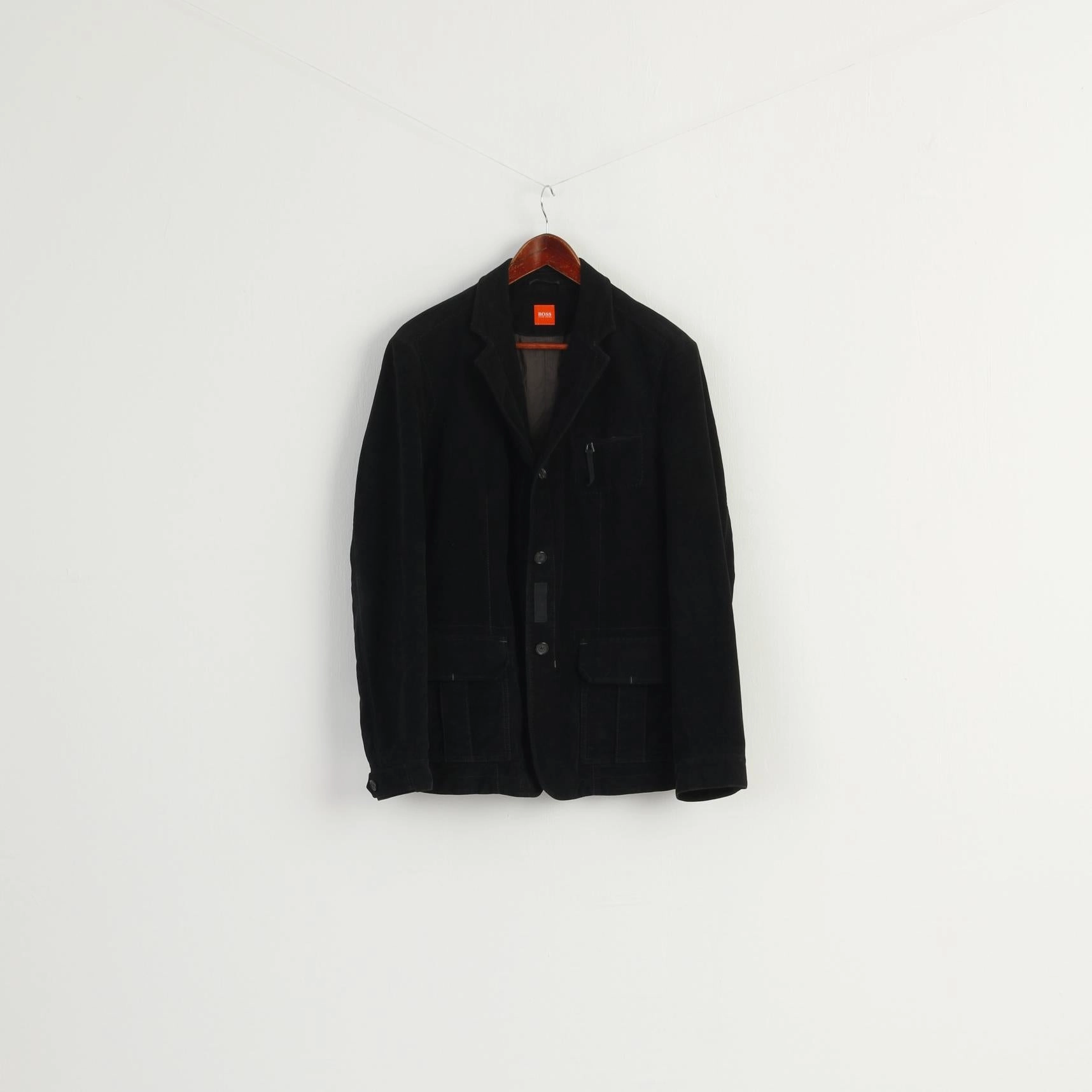 suitable for sports competitions Hugo Boss Men 50 40 Blazer Black Cotton Sport Pockets Single Breasted Jacket