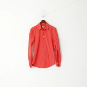 Bold Prints Hugo Boss Orange Men S Casual Shirt Coral Cotton Plain Slim Fit Long Sleeve Top