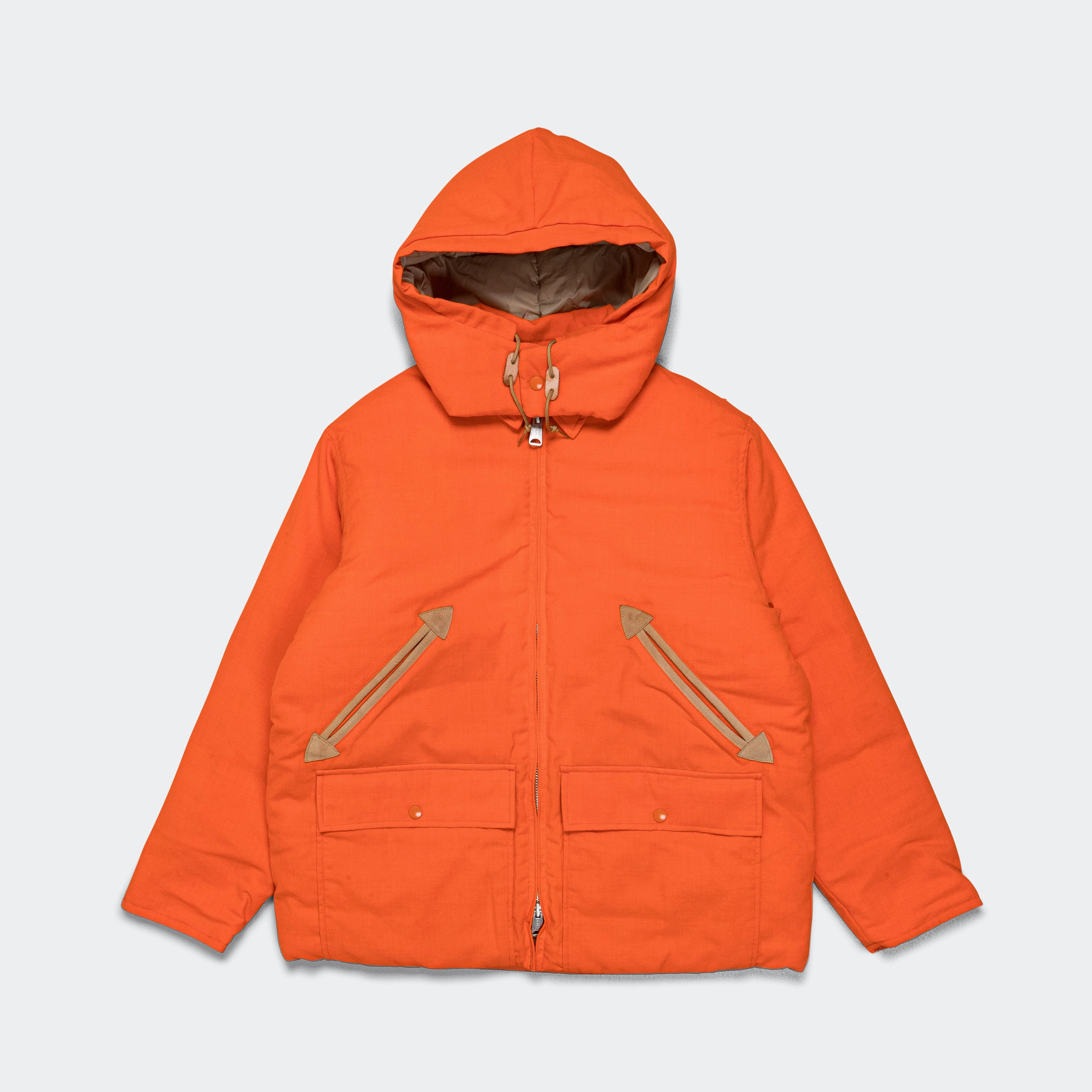 QuiltedPattern Hunting Puff Jacket -  Orange
