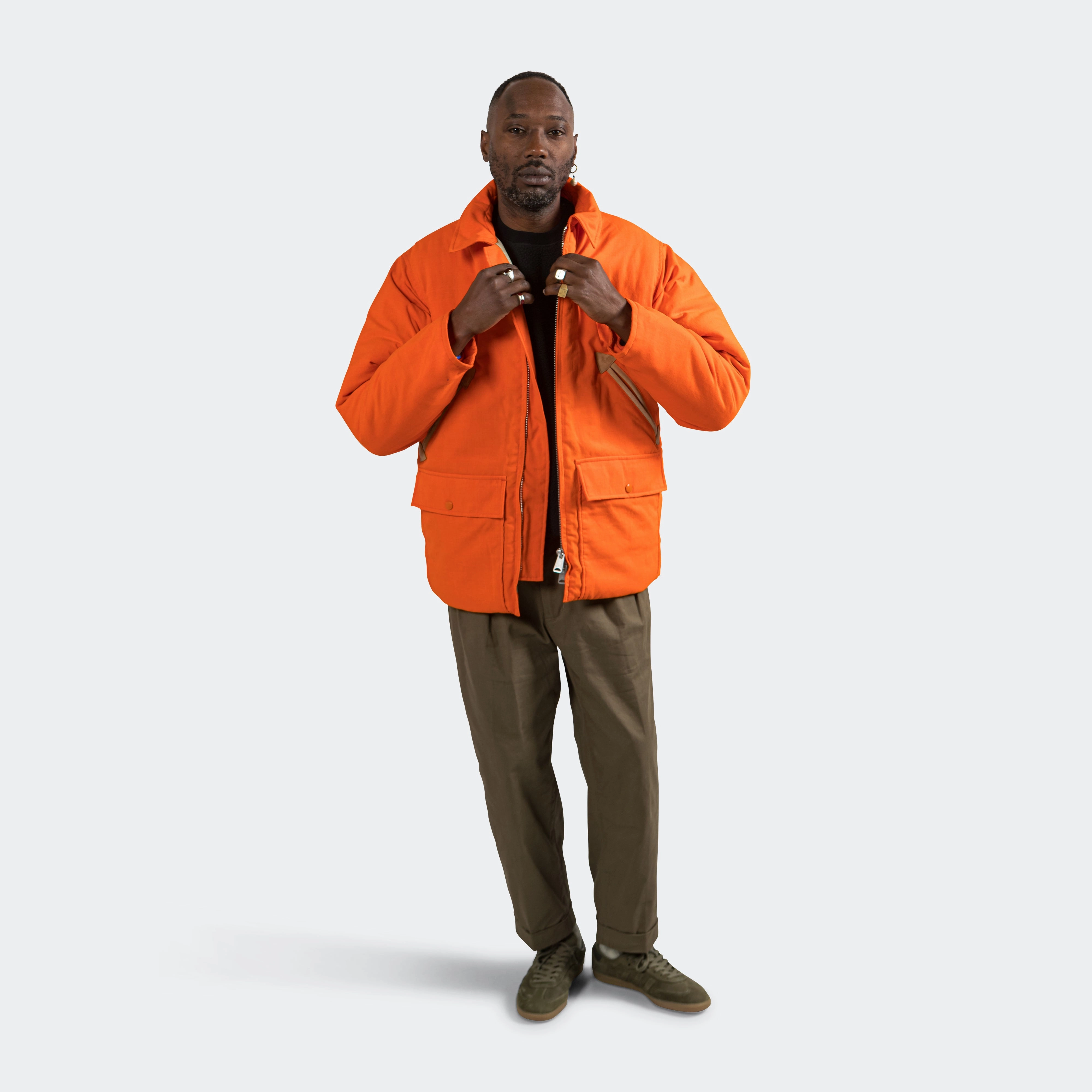 Hunting Puff Jacket -  Orange Touchscreen Compatible Cuffs