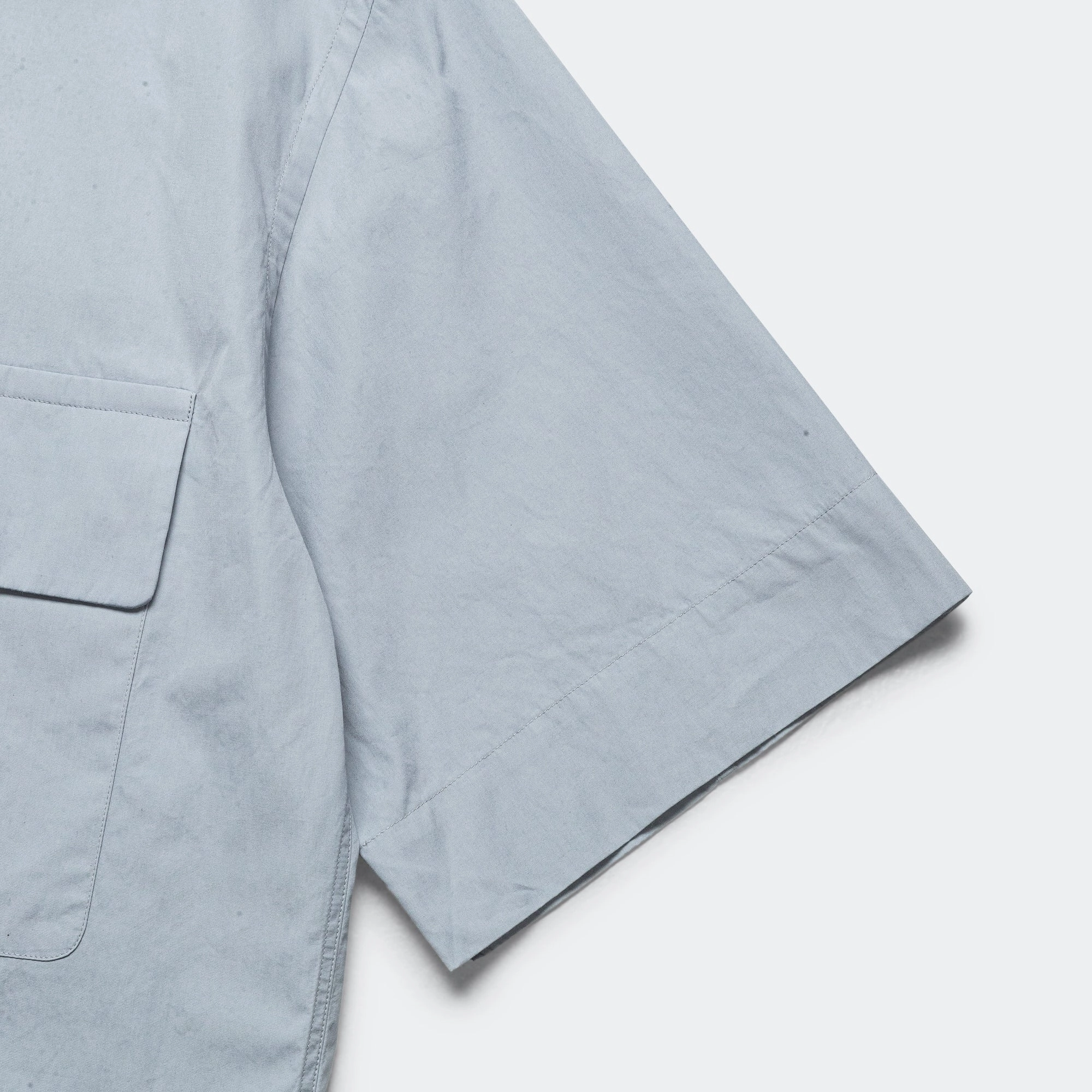 SS Flap Pocket Shirt - Compact Cotton Poplin Pewter Night Out Unique Design