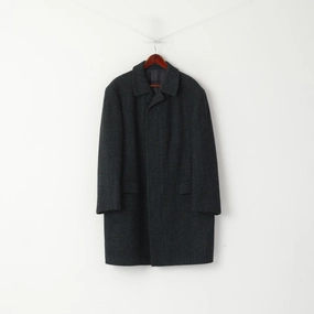 Layered Collar Design Joba International Men 48 M Coat Navy Check 70s Wool Vintage Single Breasted Classic Top