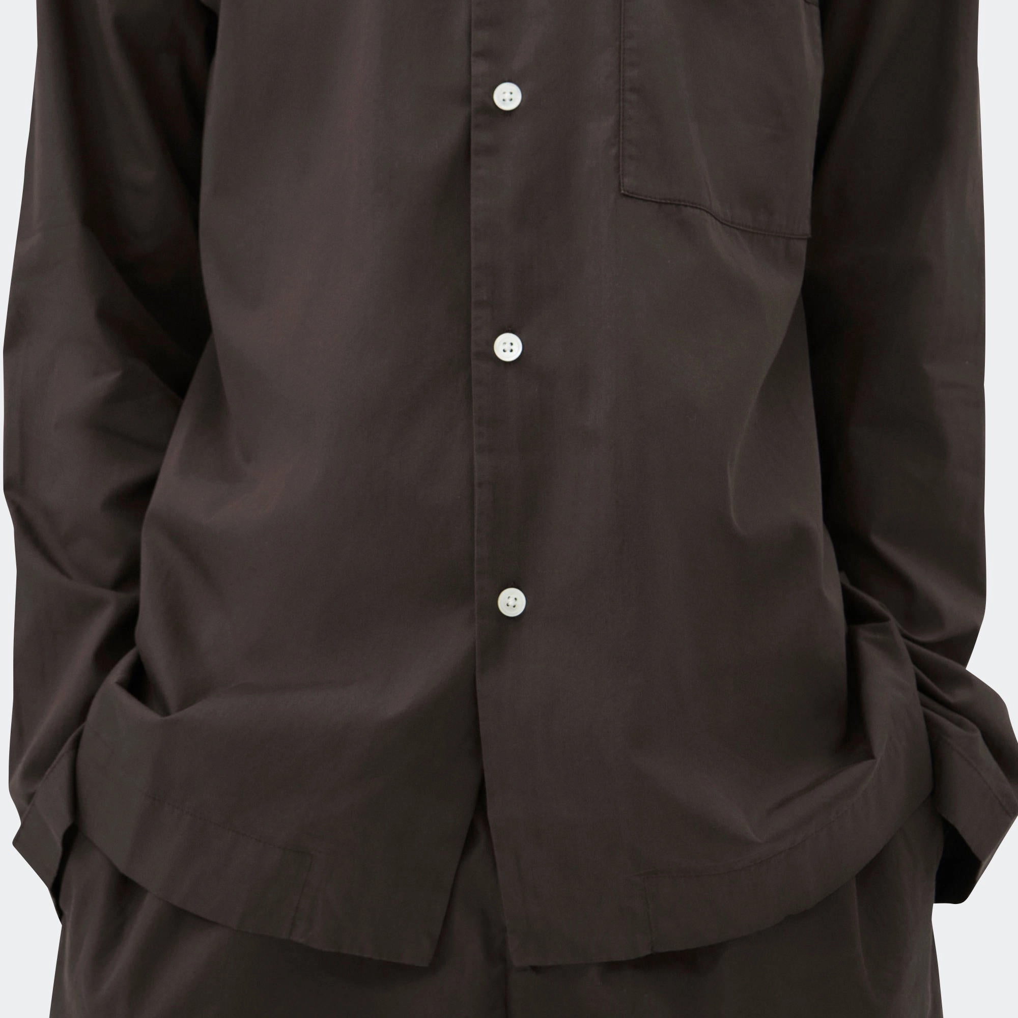 Lounge Wear Eco Friendly Dye Pyjama Shirt - Coffee Cotton Poplin