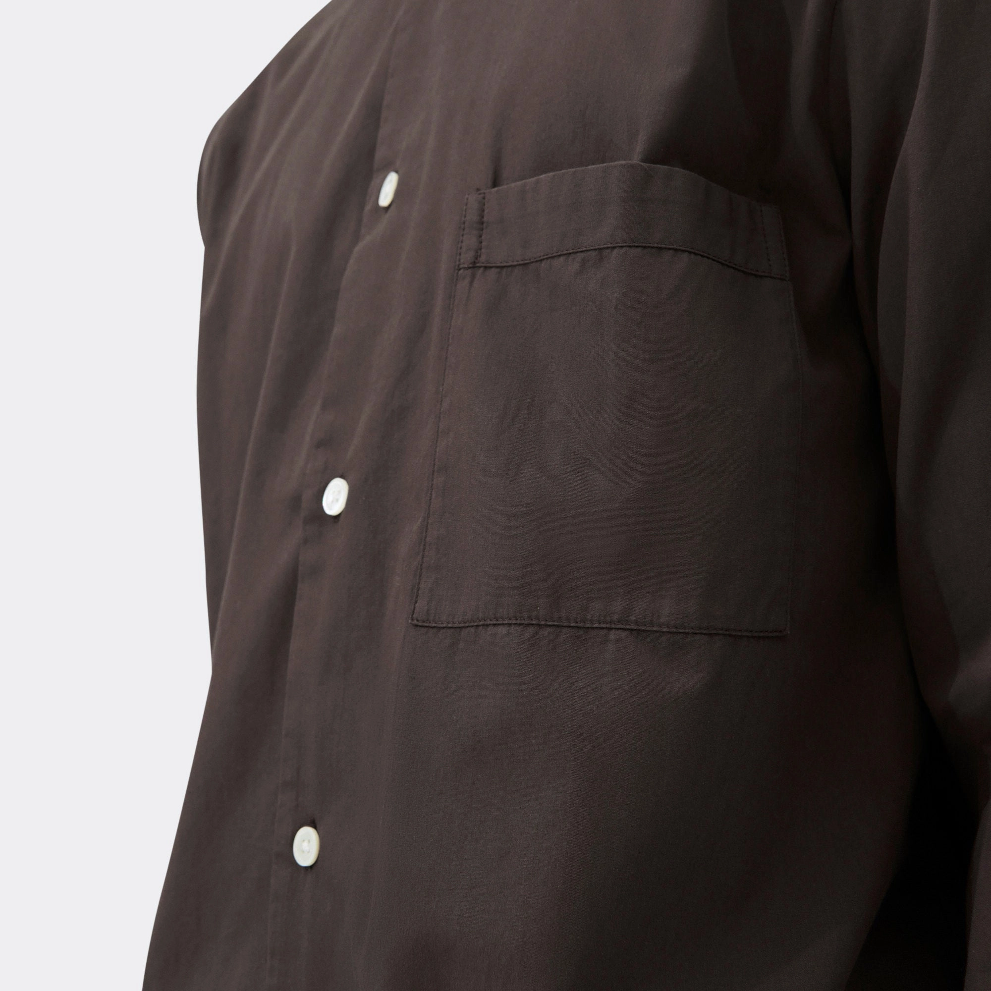 Pyjama Shirt - Coffee Cotton Poplin Solid Hue Everyday Outfit