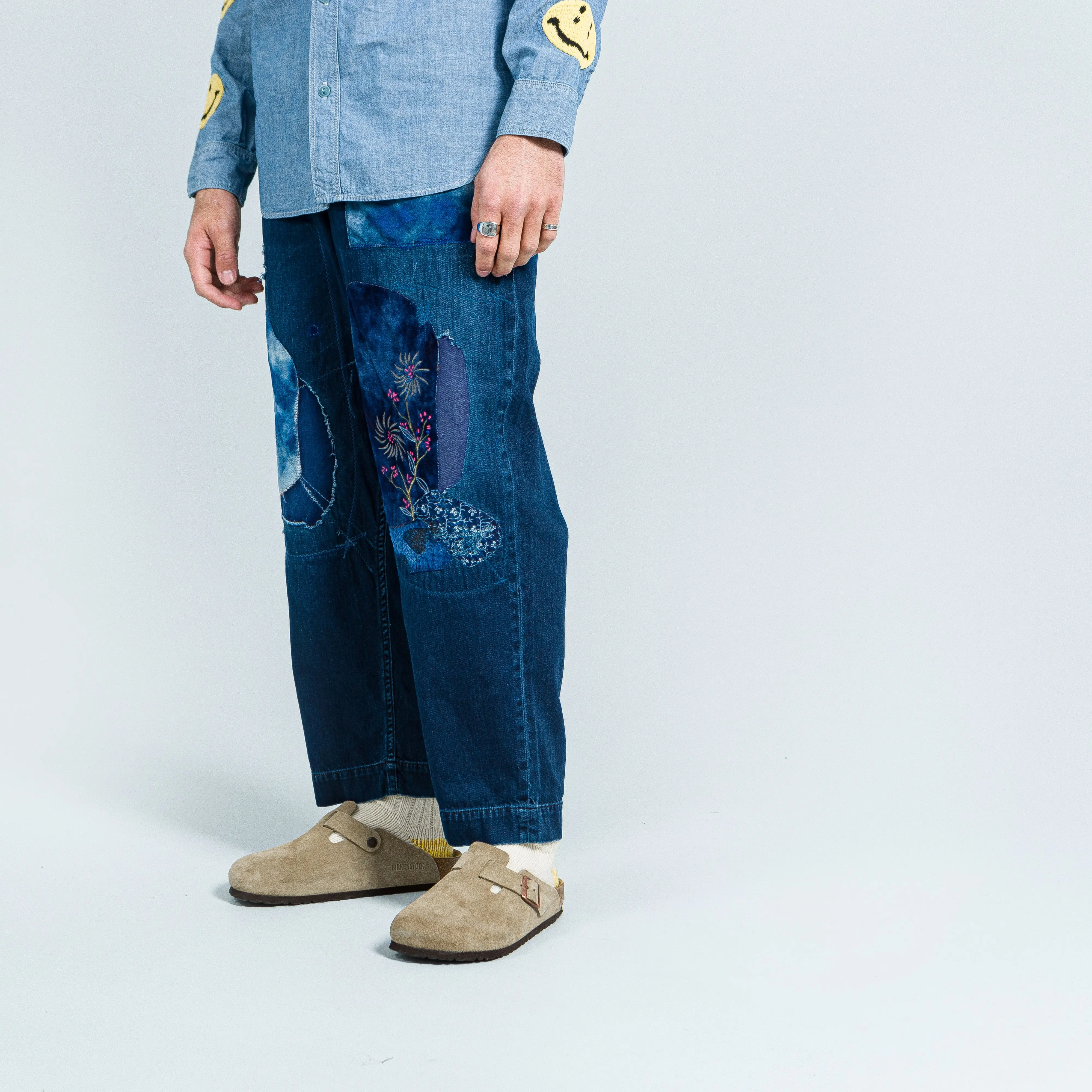 Soft Road Trip Youth Style IDGxIDG Denim High Waisted Nime Pants (Gypsy Patch Remake) - Indigo