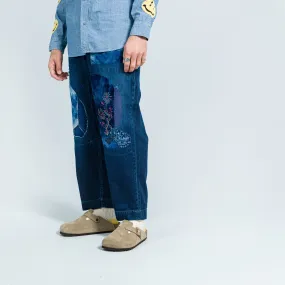 Soft Road Trip Youth Style IDGxIDG Denim High Waisted Nime Pants (Gypsy Patch Remake) - Indigo