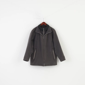 color fast Paul R.Smith Men 27 XL Jacket Charcoal Harrington Full Double Zipper Padded Top