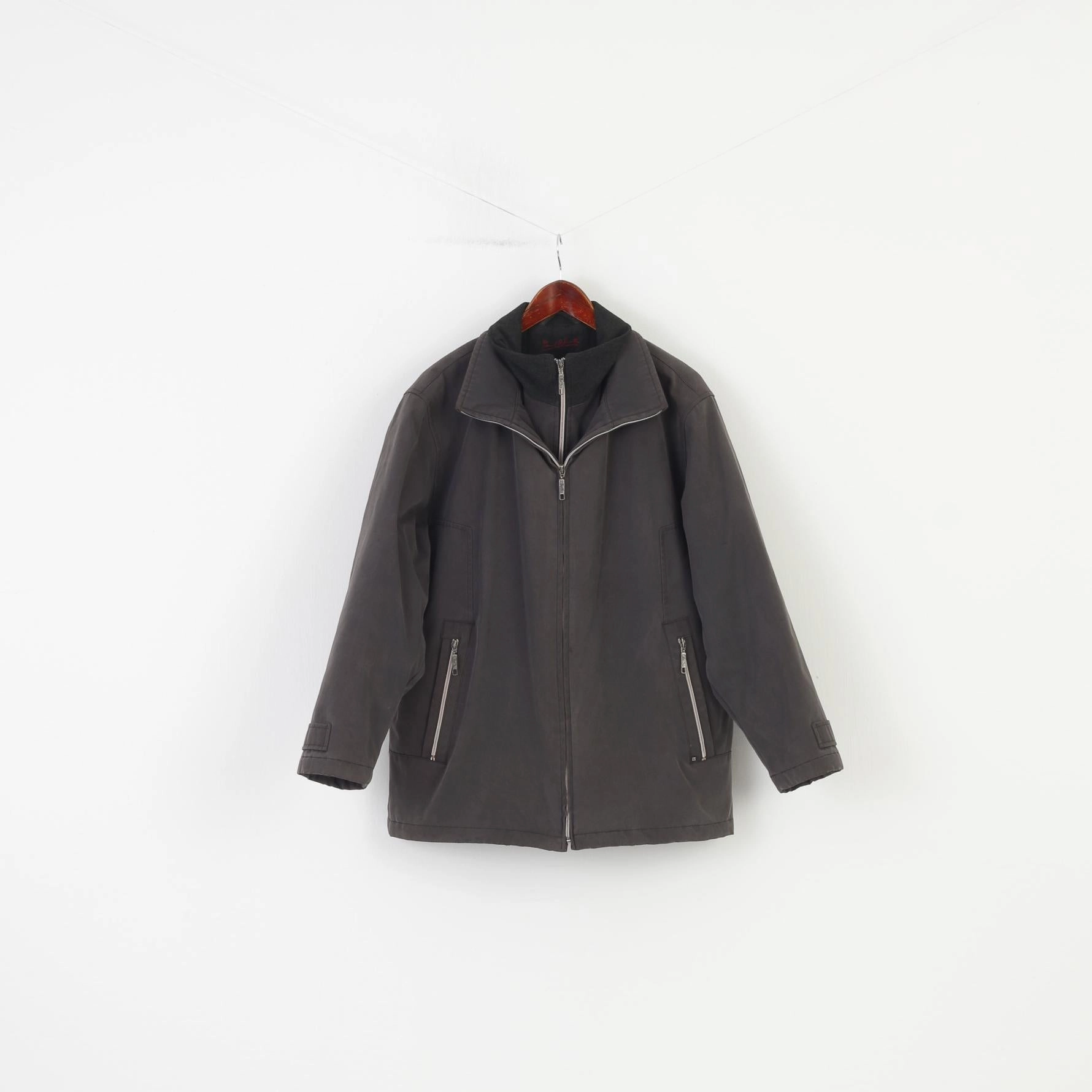 color fast Paul R.Smith Men 27 XL Jacket Charcoal Harrington Full Double Zipper Padded Top