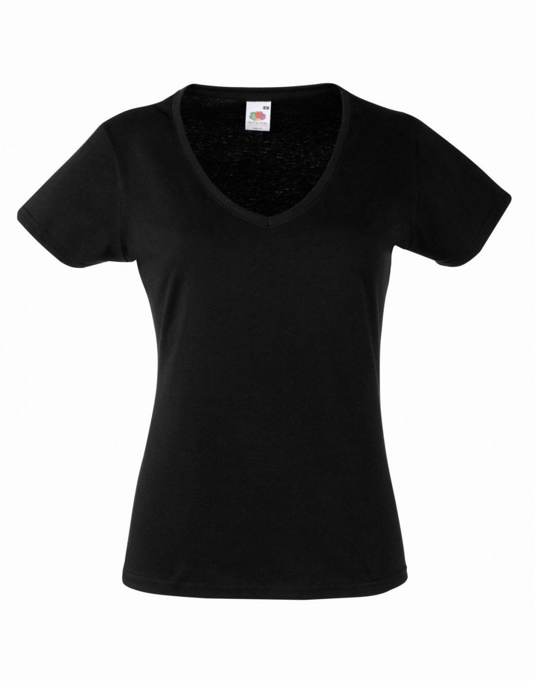 Lady Fit Valueweight V Neck T | BLACK Stylish