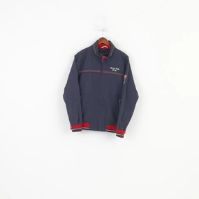 solo travel All terrain Christian Berg Men 40 M Jacket Blue Nylon Waterproof Lightweight Sailing Cup Full Zipper Vintage Top