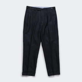 Adjustable Closure NonRestrictiveFit IVY Trousers Ankle-Cut Flannel - Navy