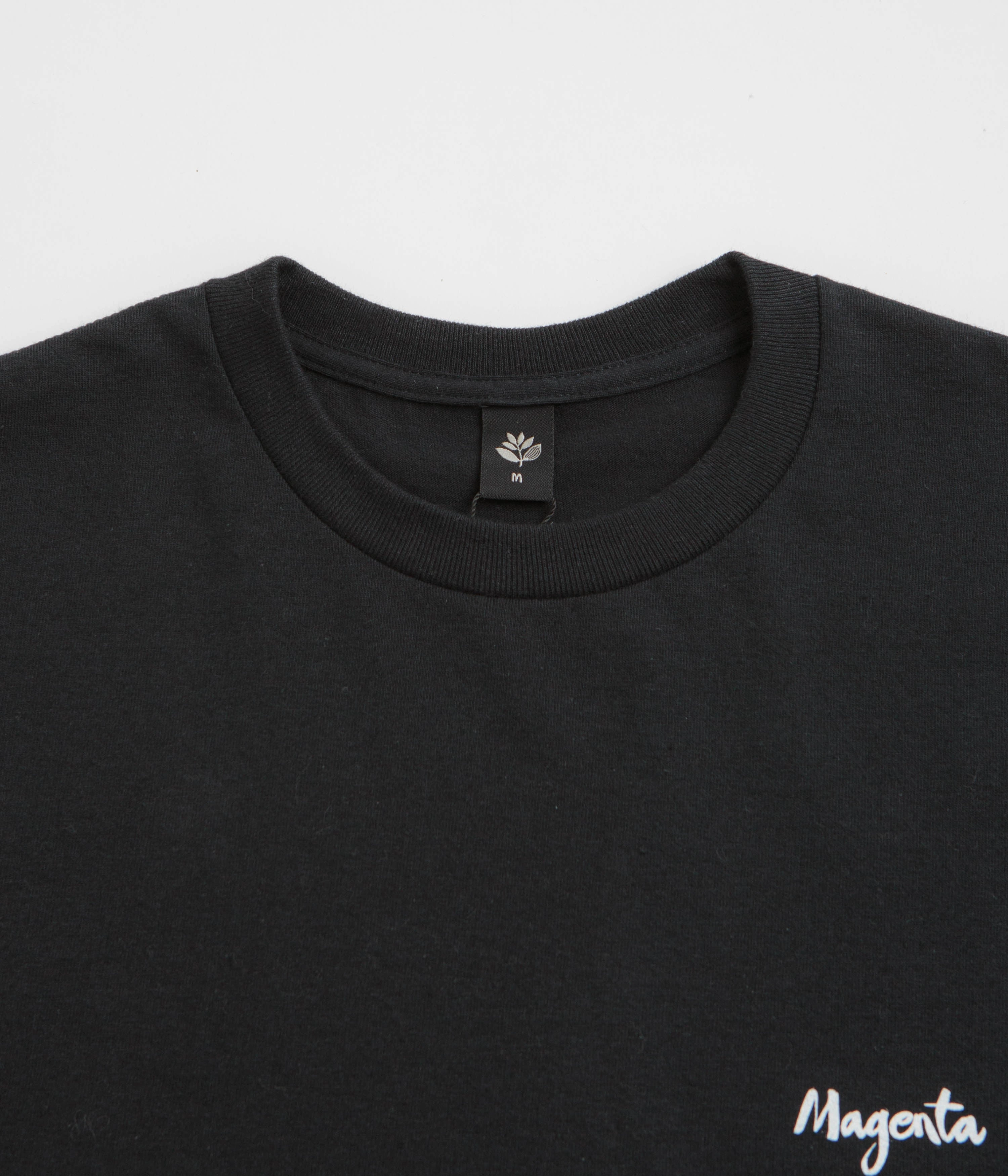 Crew neck classic Eye-Catching Magenta Femme T-Shirt - Black