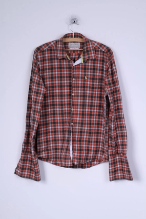 Jack Wills Mens M Casual Shirt Cotton Multi Color Cuffs Checkered British Long Sleeve Contemporary Design Low Maintenance