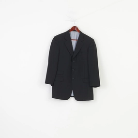 clean design Jaeger Men 48 38 Blazer Black Checkered Wool Vintage Single Breasted Jacket