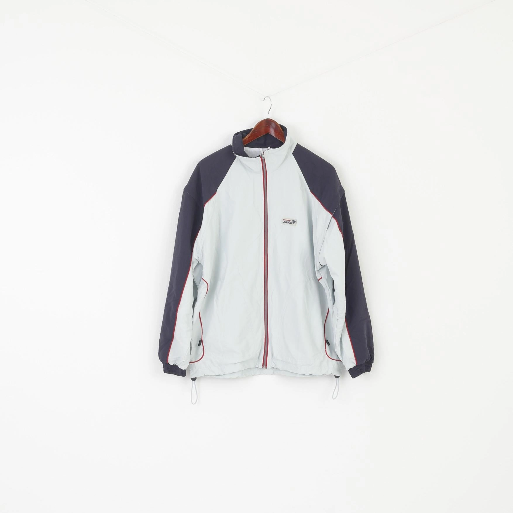 Jako Men L Jacket Blue Navy Vintage Sportswear Full Zipper Removable Sleeve Top Camping Trip suitable for work uniforms