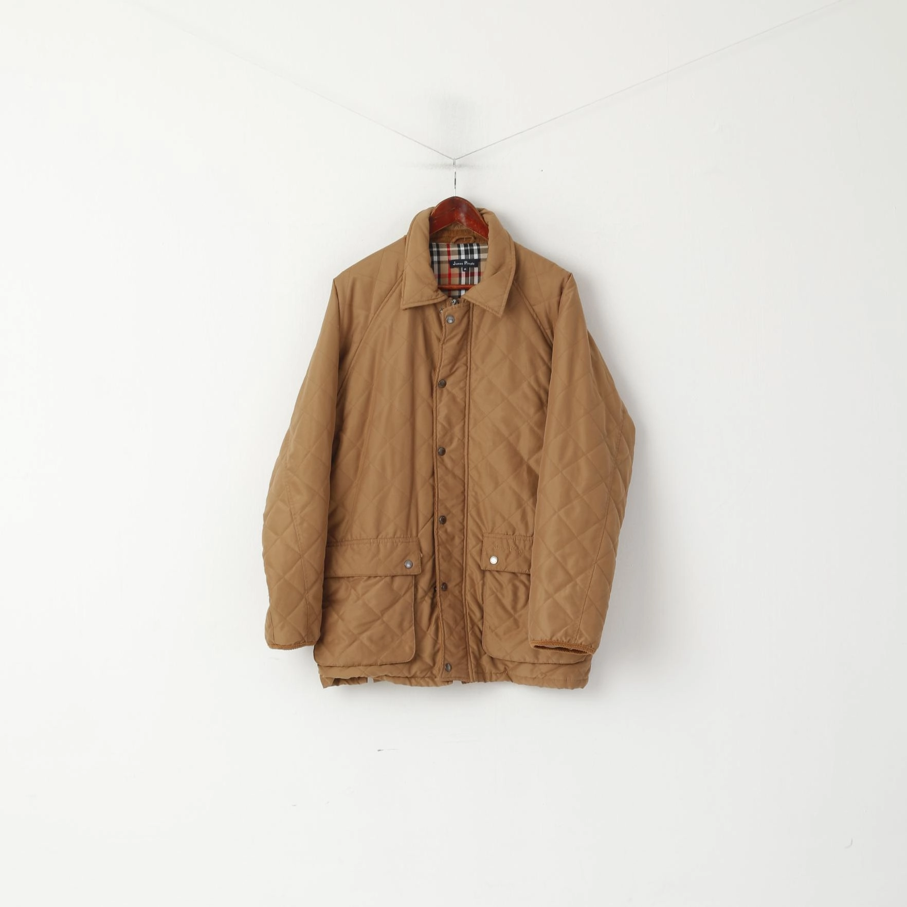 James Pringle Men M Jacket Brown Quilted Full Zipper Lightweight Casual Top Outdoor Comfort