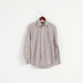 James Pringle Men S Casual Shirt Beige Check Cotton Long Sleeve Pocket Top Plus size option