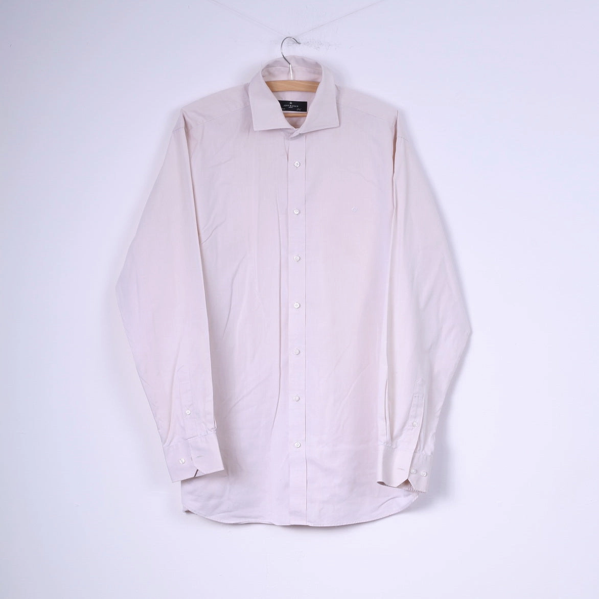 Jeff Banks London Mens 44 17.5'' XL Casual Shirt Cotton Cream Long Sleeve Durable Fabric