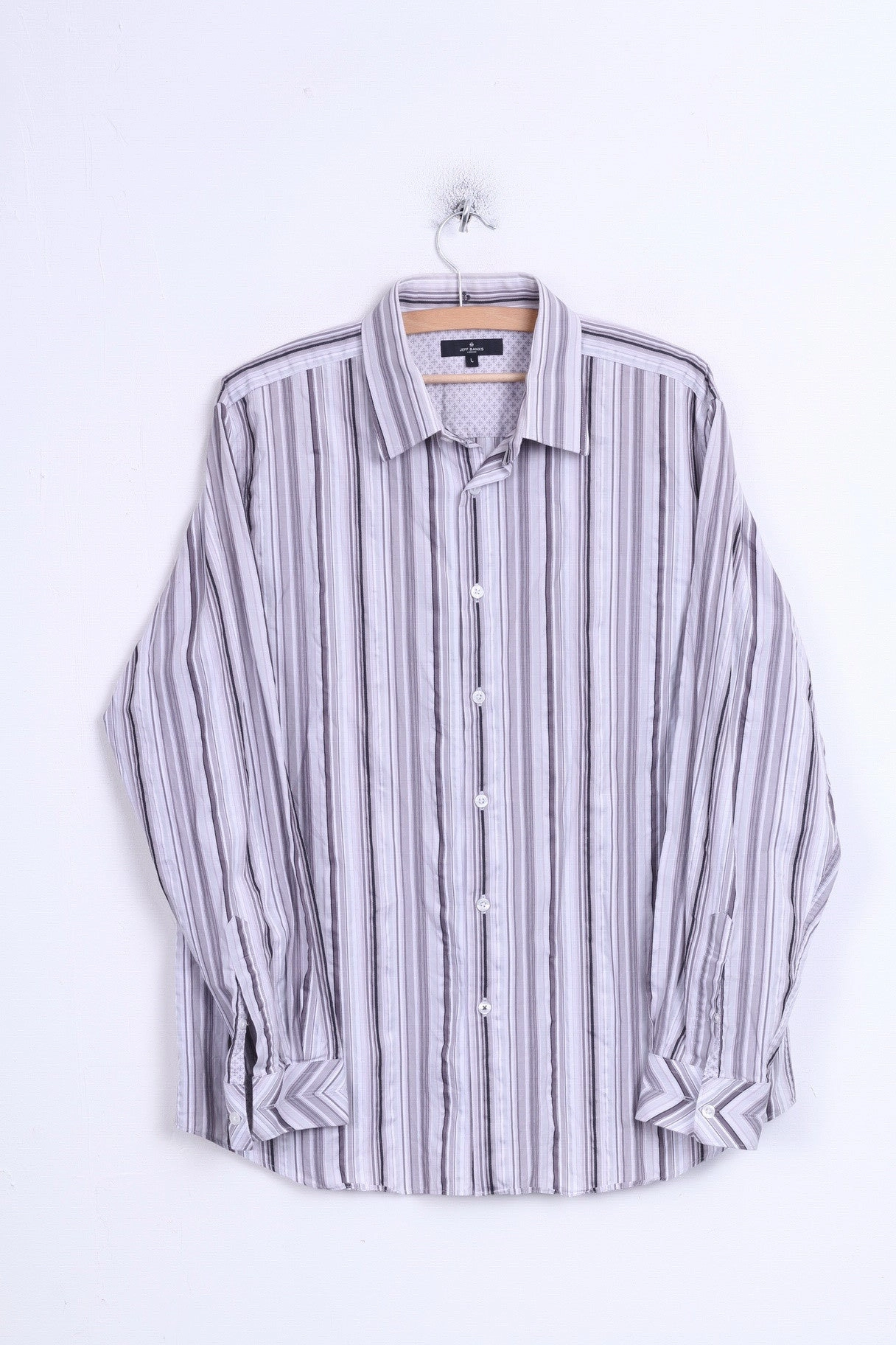 Camouflage Print Stretch Material Jeff Banks London Mens L Casual Shirt Striped Cotton White