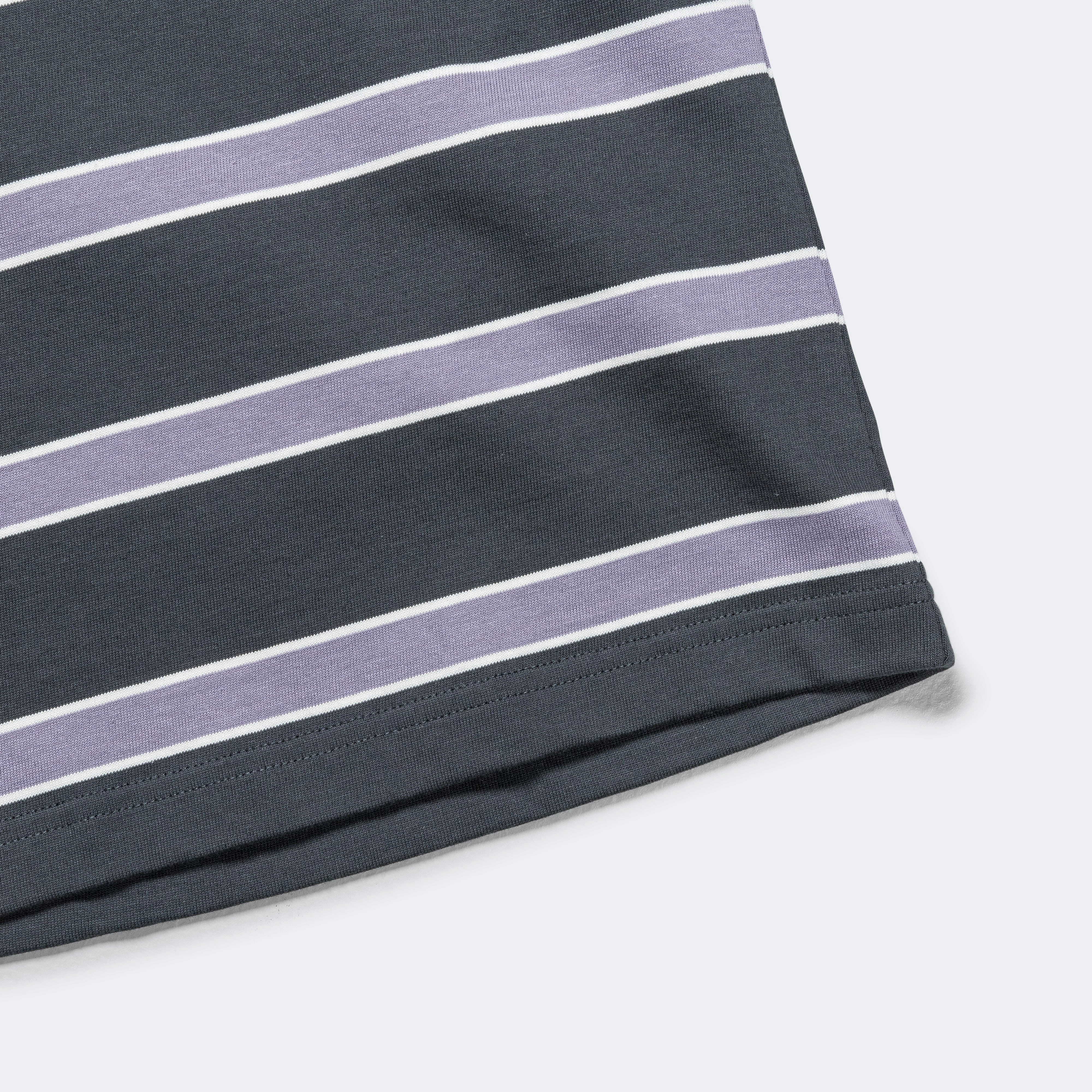 Johannes Multicolour Stripe T-Shirt - Battleship Grey Trendy Layering Cozy Look Wear