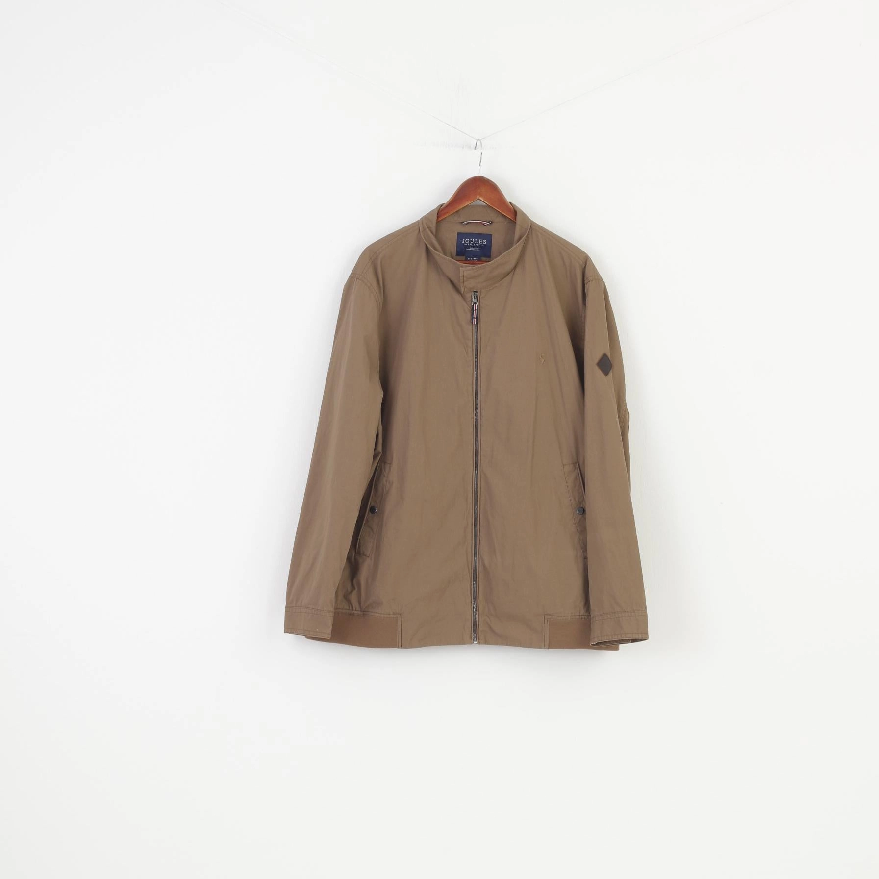 Joules Men XXL Jacket Vintage Brown Full Zipper Pockets Cotton Top Premium Jacket aesthetically pleasing