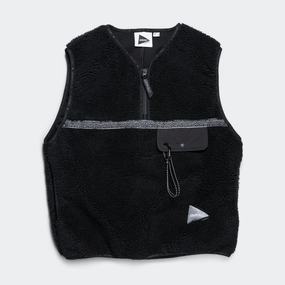 JQ Tape Fleece Vest x and wander - Black Relaxed Fit Structure Winter Layers
