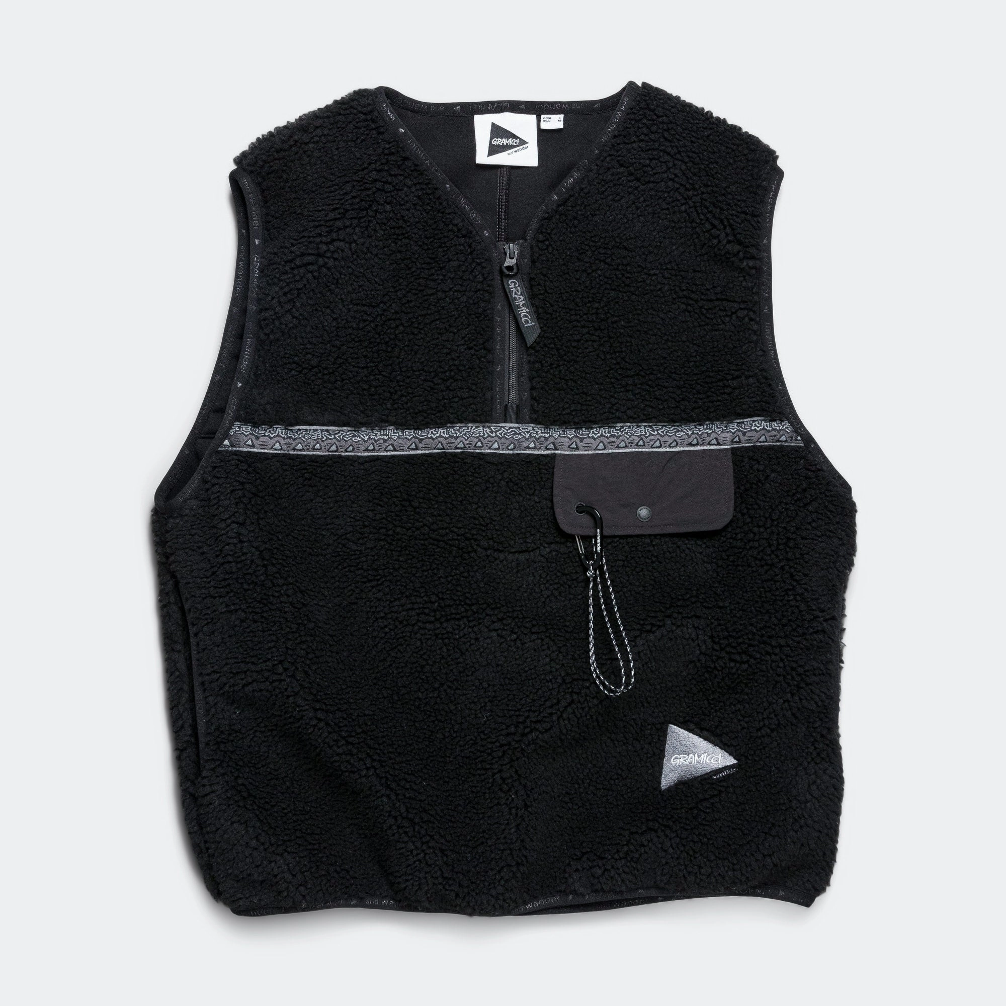 JQ Tape Fleece Vest x and wander - Black Relaxed Fit Structure Winter Layers