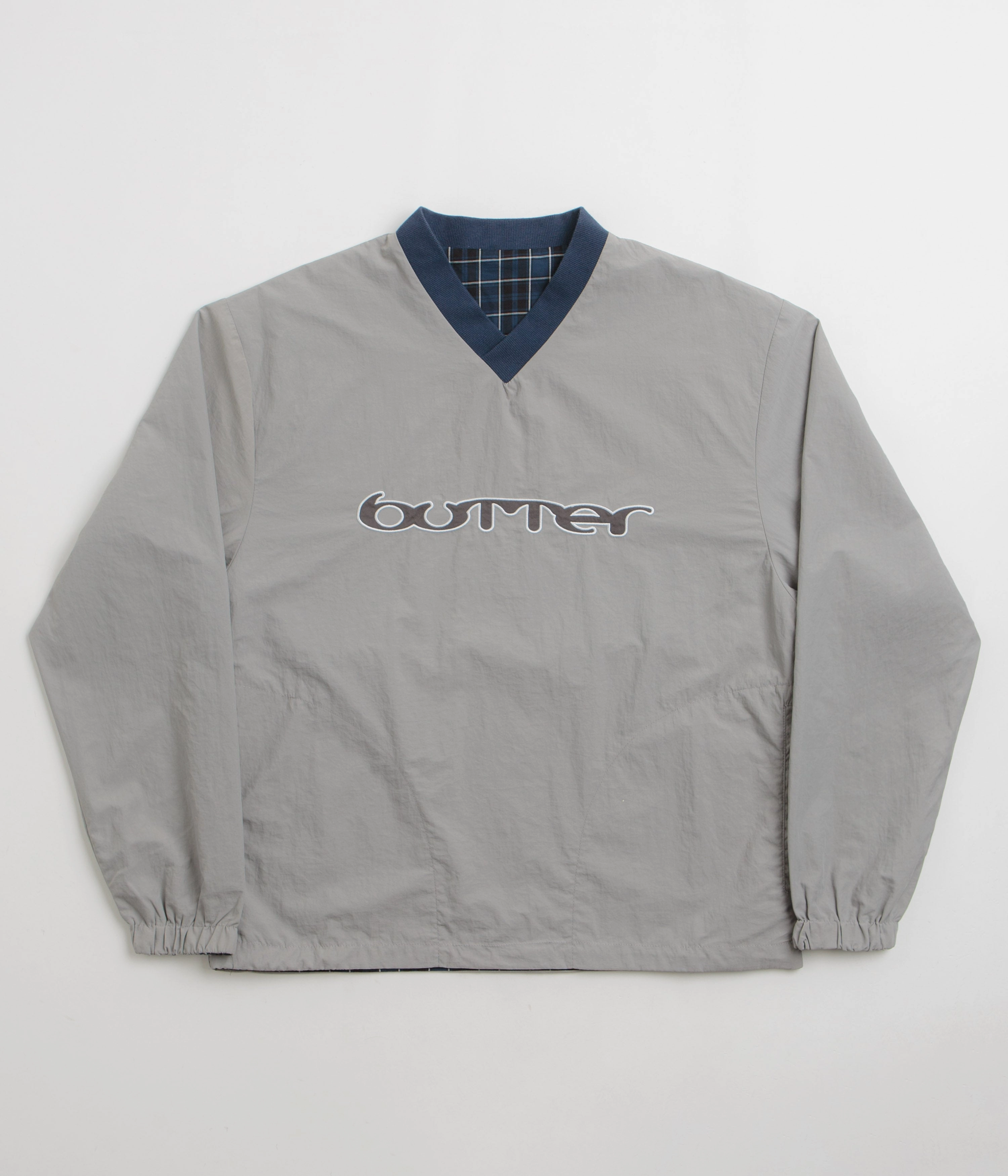 rainy Gel Butter Goods Reversible Dugout Pullover Jacket - Grey / Navy