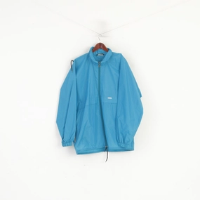 K-Way International Men L Jacket Turquoise Packable Vintage Nylon Waterproof Top Urban Detail Trail Style