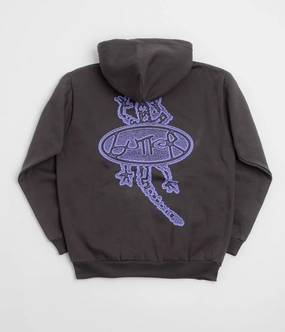 Butter Goods Wipeout Hoodie - Washed Black Retro Vibe Seamless Side Construction