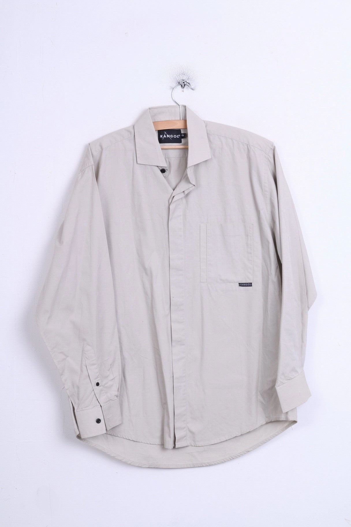 Subtle Details KANGOL Mens M Casual Shirt Light Grey Cotton Standard Collar