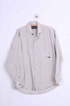Subtle Details KANGOL Mens M Casual Shirt Light Grey Cotton Standard Collar