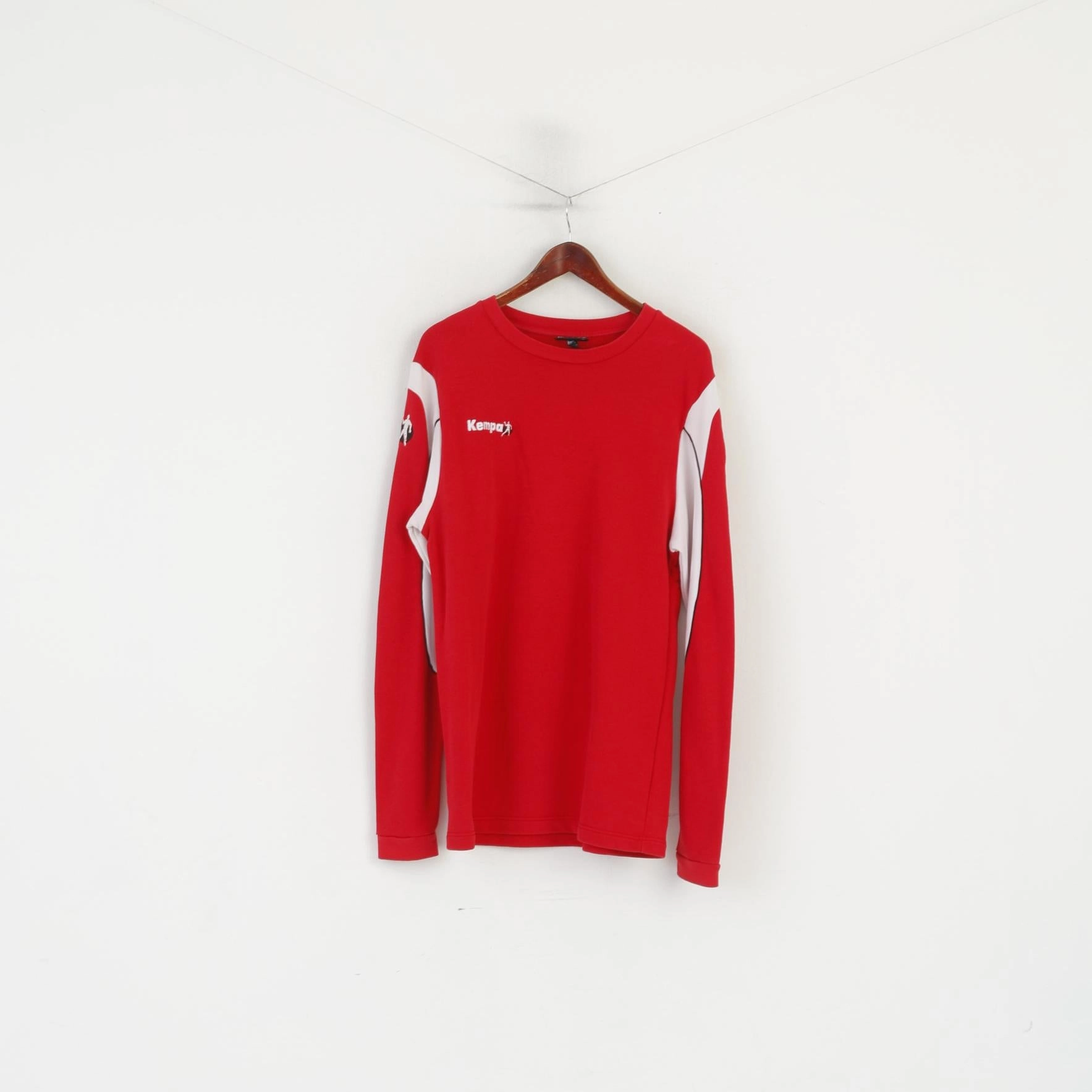 Moisture wicking Kempa Men XL Sweatshirt Red Cotton Handball Training Vintage Sportswear Top