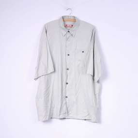 Key West Mens L Casual Shirt Grey Mini Check Detailed Buttons Cotton Top Smooth Texture
