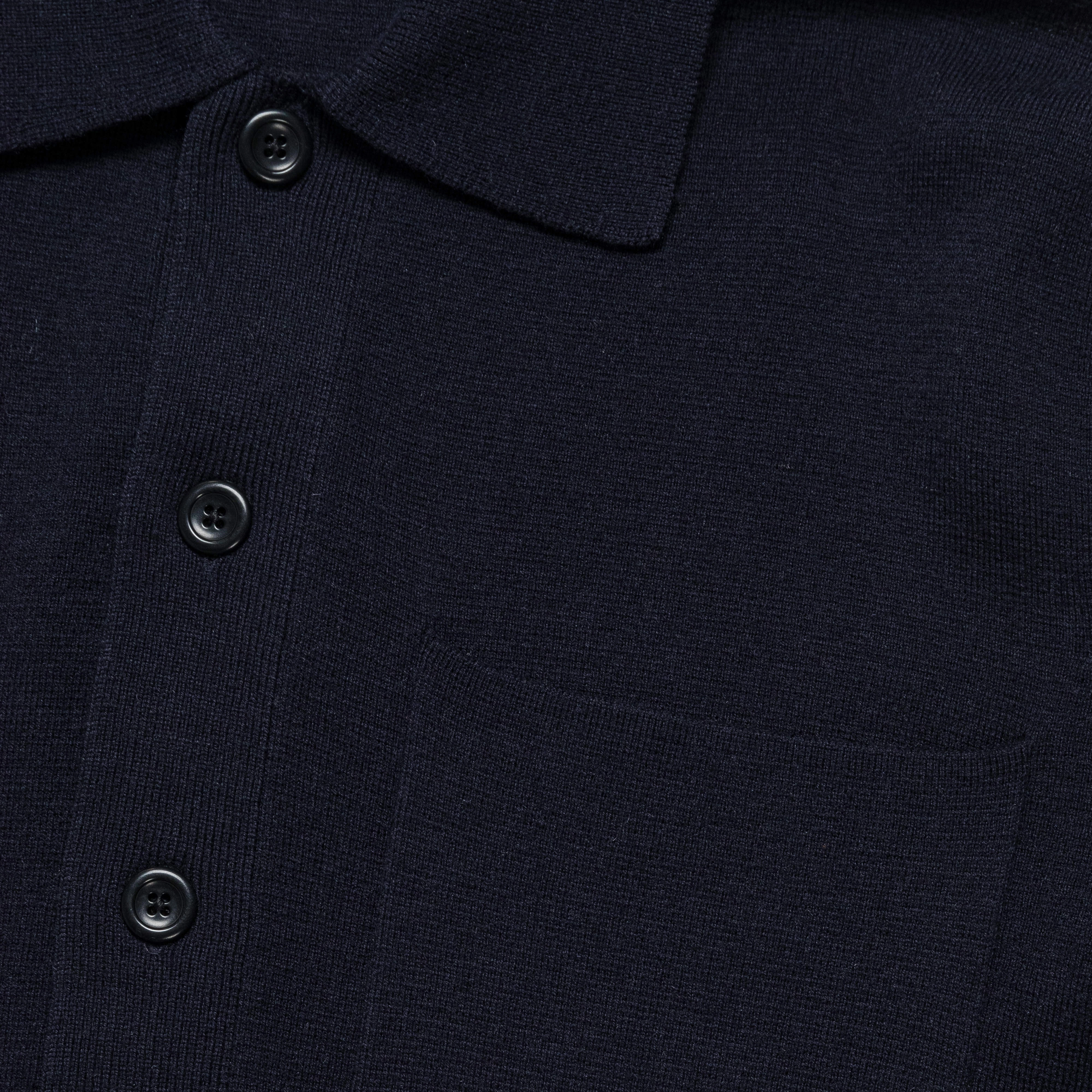 Kian Merino Cotton Milano Polo - Dark Navy Colorfast Dyed Knit Breathable fabric