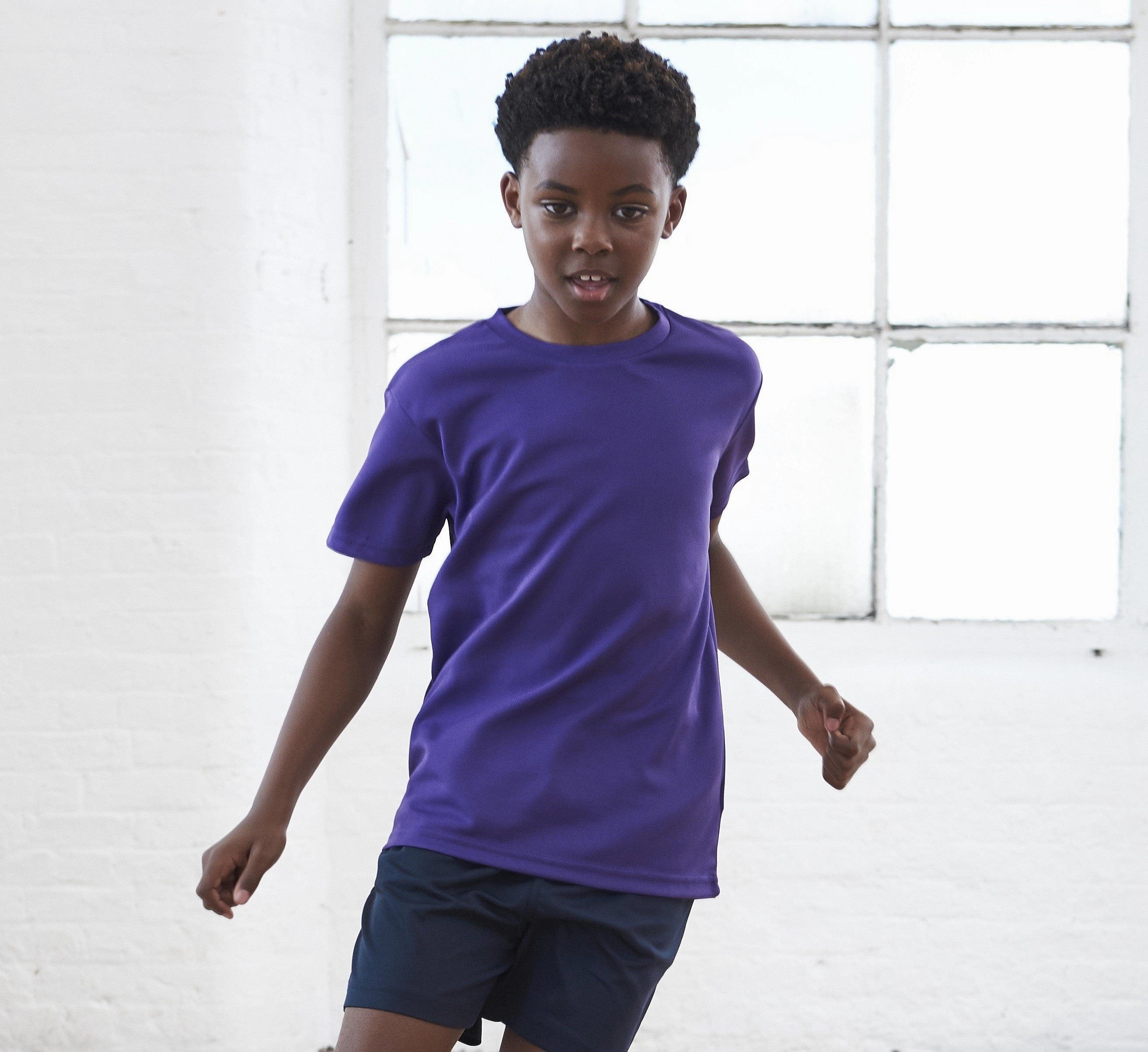 Kids Recycled Cool T-Shirt | ARCTIC WHITE BreathableMeshLining Curved Hem