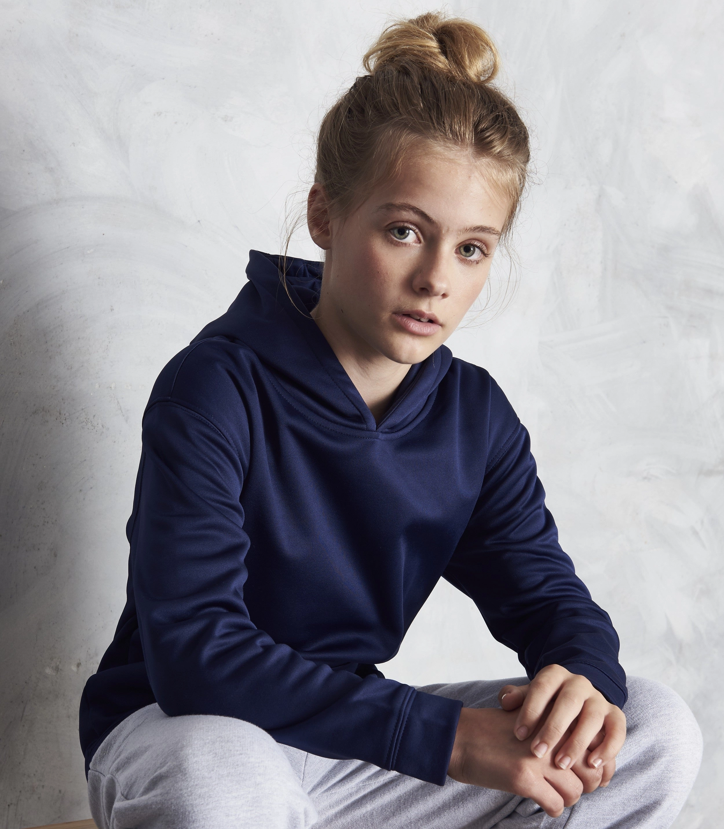 Kids Sports Polyester Hoodie | OXFORD NAVY Odor Resistant Treatment Branded Look