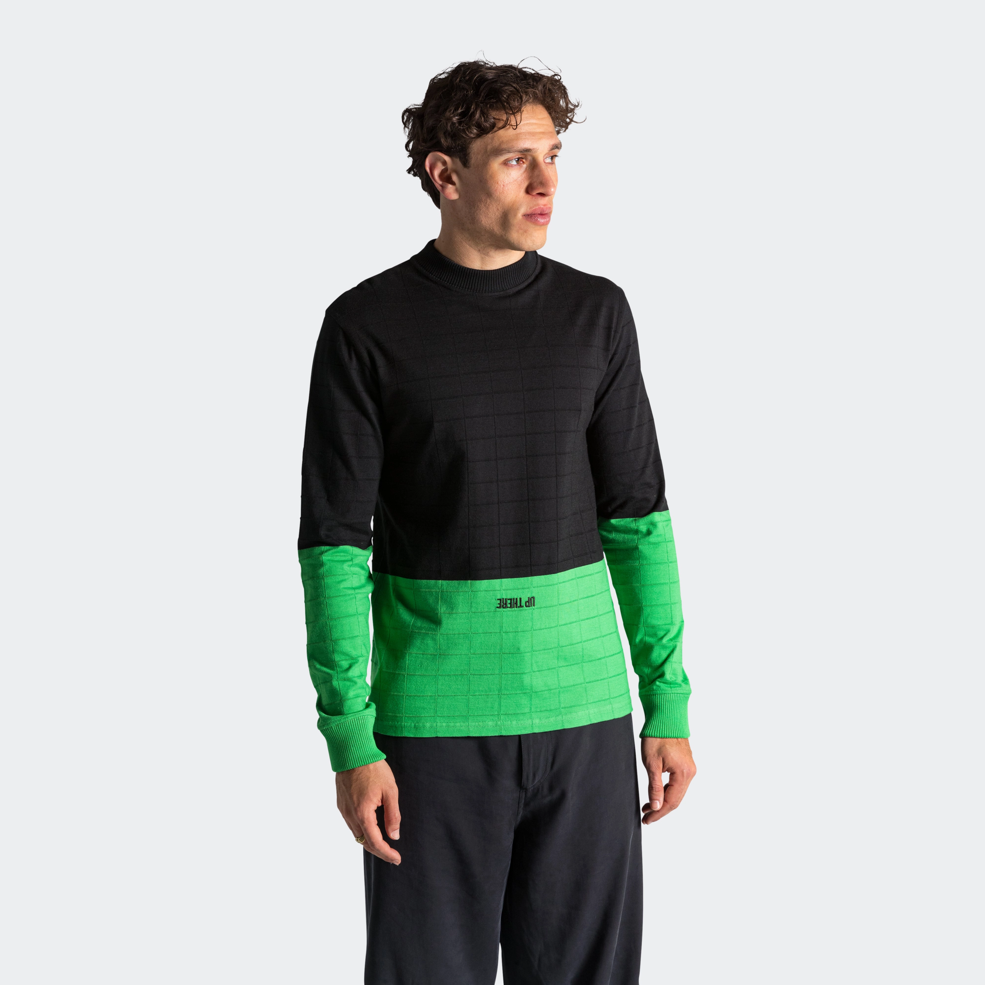 Crewneck x UP THERE - Black/Fern Green appropriate for weekdays Cozy Coverage